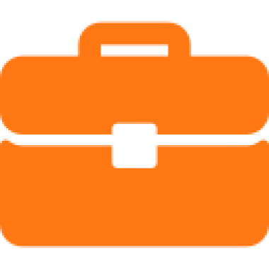 Orange briefcase icon on black background
