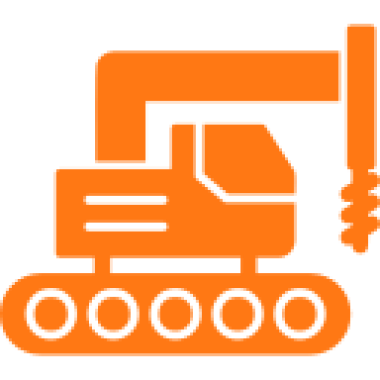 Excavator silhouette with drill attachment