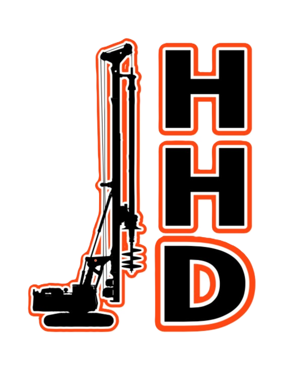 Logo with a drilling rig and the letters HHD.